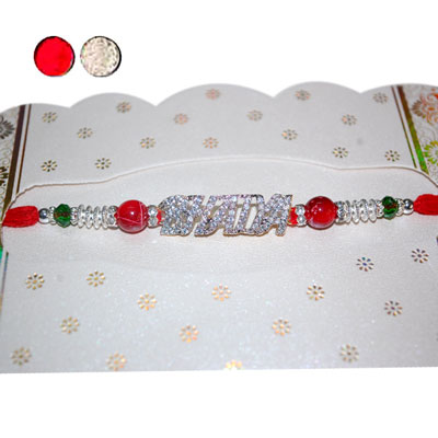 "AMERICAN DIAMOND (AD) RAKHI -AD 4140- code 003 (Single Rakhi) - Click here to View more details about this Product